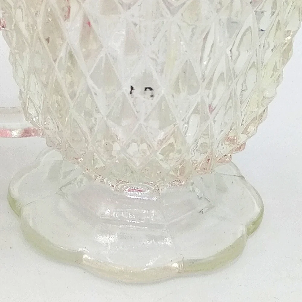 Indiana Glass Ruby Flash Diamond Point Pressed Glass Creamer Sugar Bowl Vintage